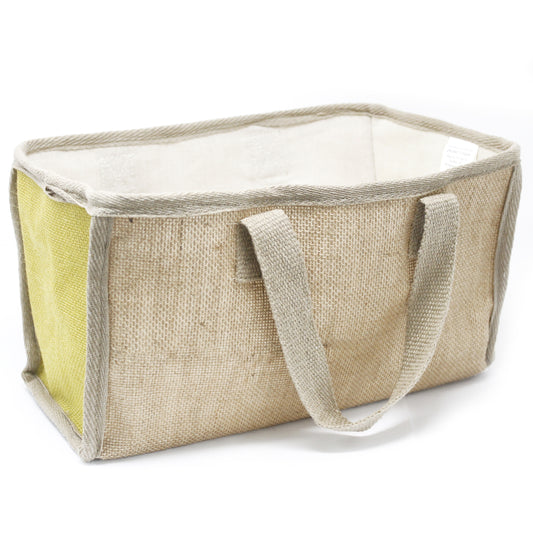 Cesta grande de yute - 33x18x20cm - Amarillo