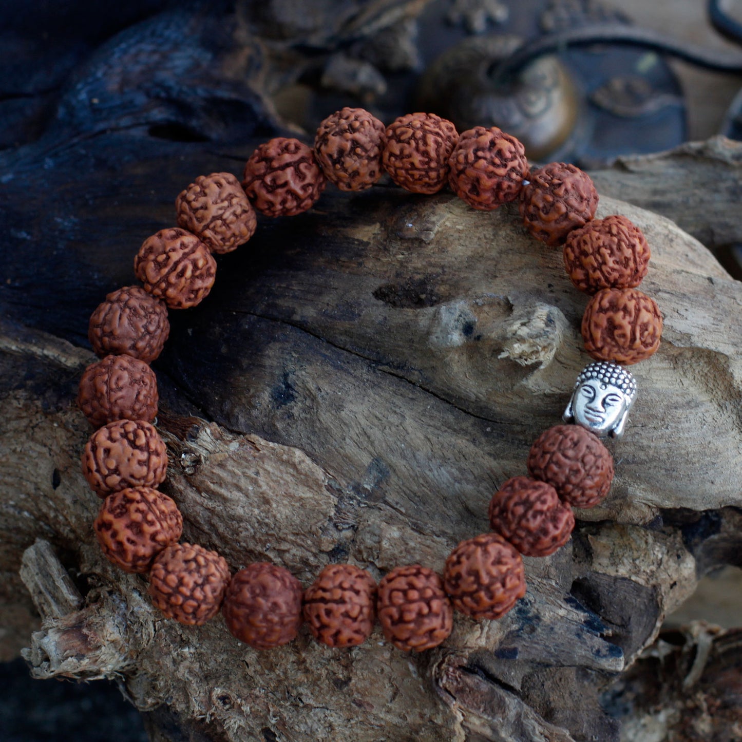 Rudraksha Brazalete de Buda Japa Mala - Natural