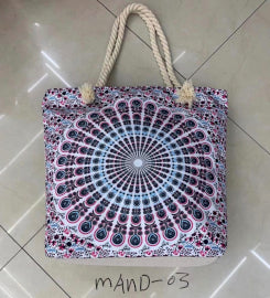 Bolso Mandala con Asa de Cuerda - Azul Eléctrico