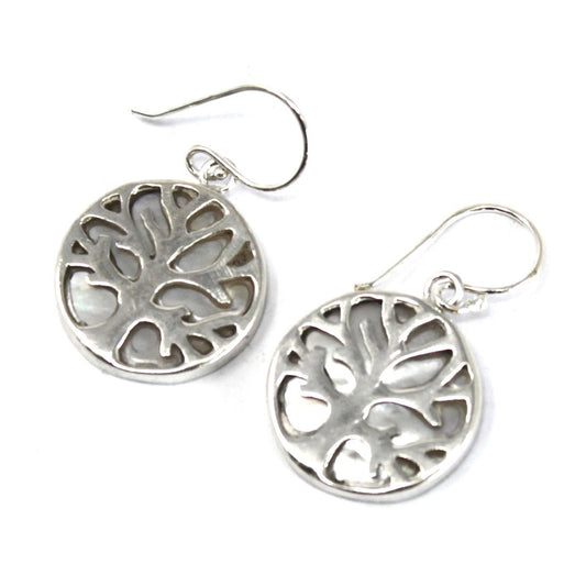 Aretes de Plata Árbol de la Vida 15mm - Madre Perla