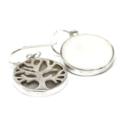 Aretes de Plata Árbol de la Vida 15mm - Madre Perla