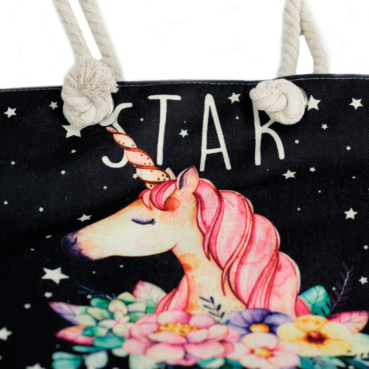 Bolso shopper con asa de cuerda - unicornio