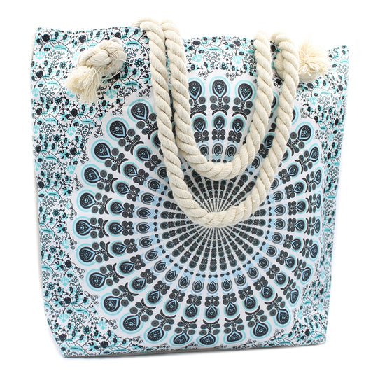 Bolso Mandala Asa De Cuerda - Azul Cielo