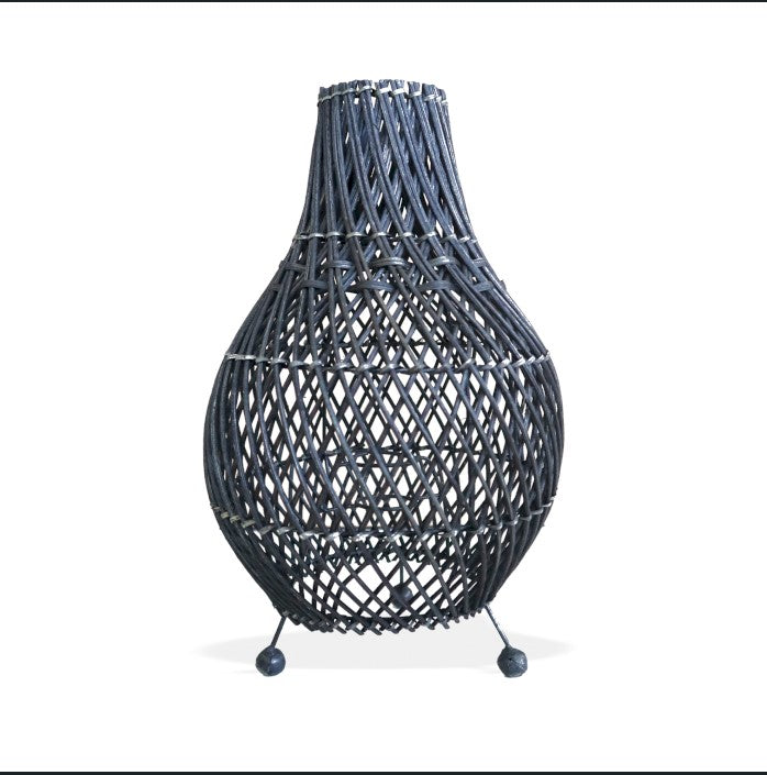 wicker table lamps - black