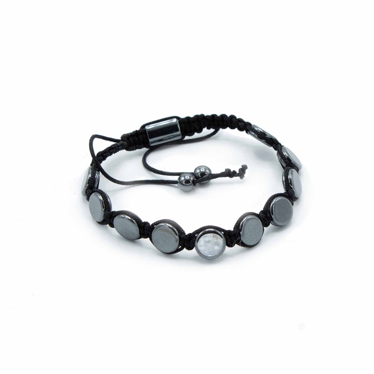 Pulsera Magnética Shamballa de Hematita  -  Círculos Planos