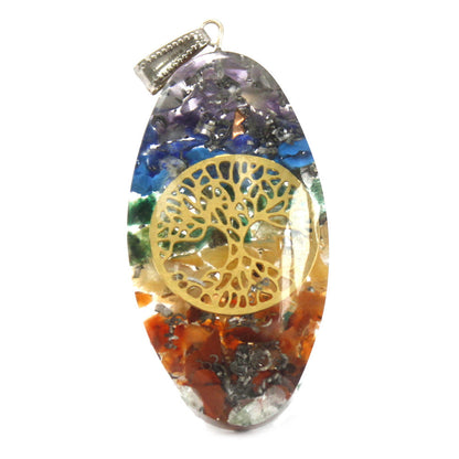 Colgante de Orgonita -Chakra de piedra ovalada con árbol