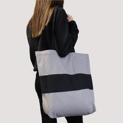 Bolsas de Algodón de Dos Tonos - 38x42x12cm - Gris y Negro - 280g