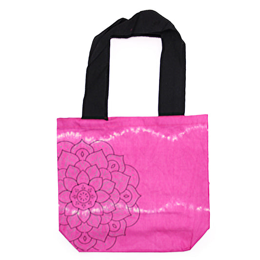 Bolsas de Algodón "Tie Dye" (170g) - 38x42x12cm -  Mandala - Magenta - Asa Negra