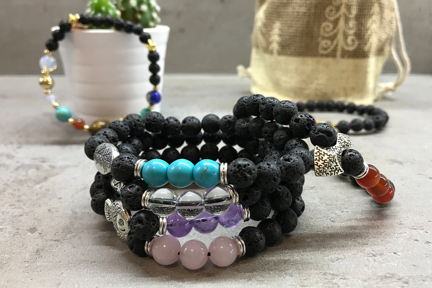 Pulsera de Piedra de Lava - Hacha - Cornalina