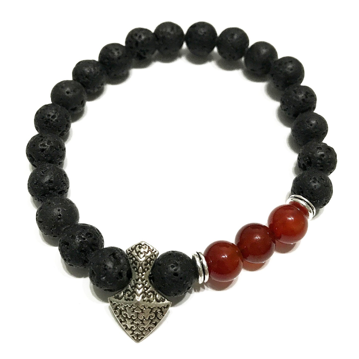 Pulsera de Piedra de Lava - Hacha - Cornalina