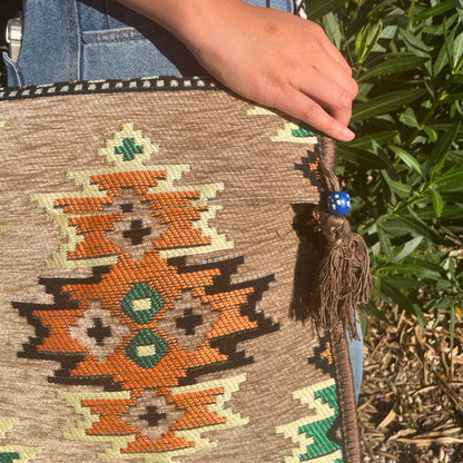 Bolso bandolera de festival Kilim beige