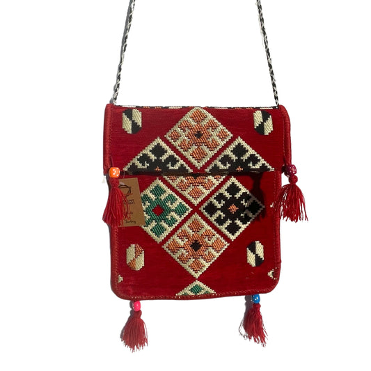 Bolso bandolera rojo Kilim Festival