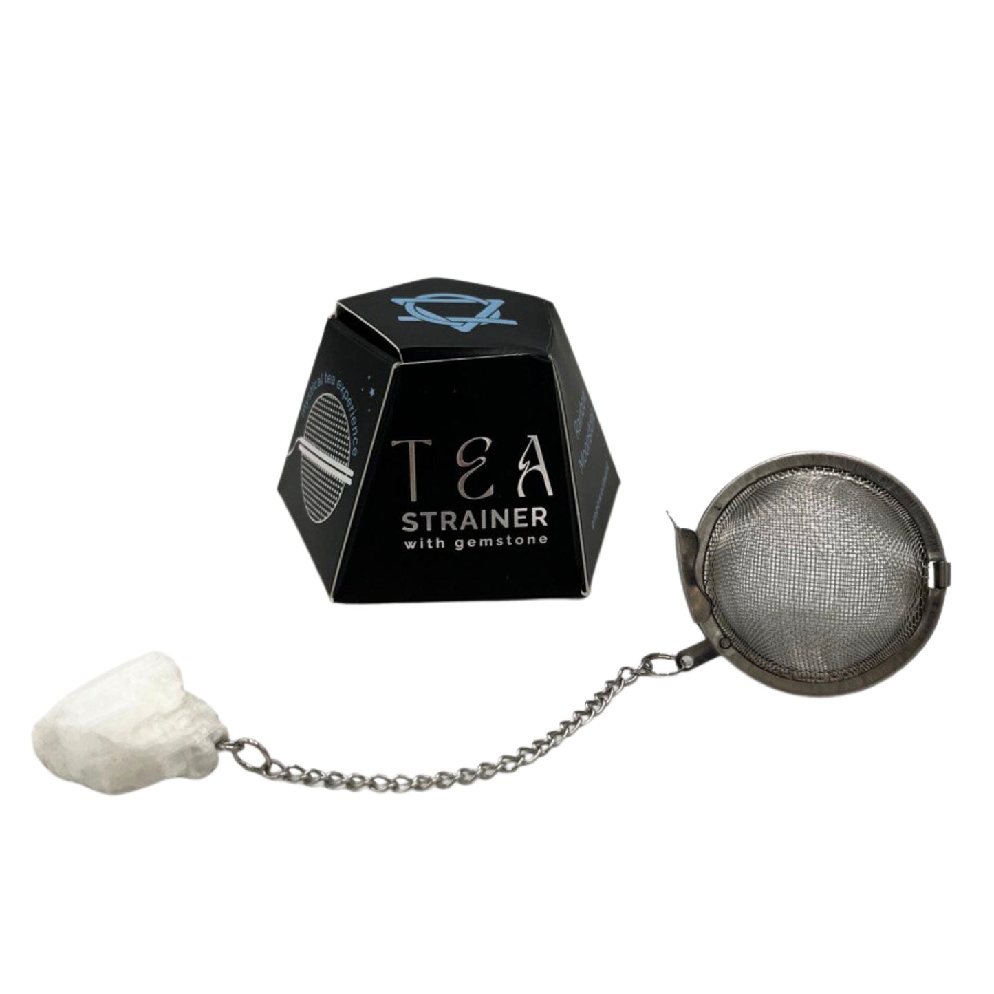 Colador de té de piedras preciosas de cristal crudo - Rainbow Moonstone