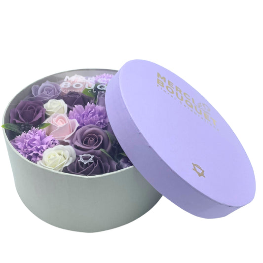 Caja Redonda - Rosa Lavanda Y Clavel