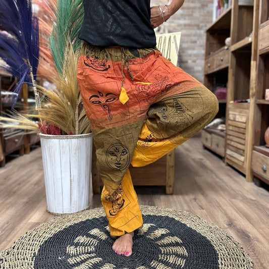 Pantalones de yoga y festivales - Estampado Himalayan High Cross en naranja